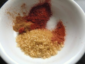 Paprika, Cayenne Pepper, Cinnamon, salt and sugar